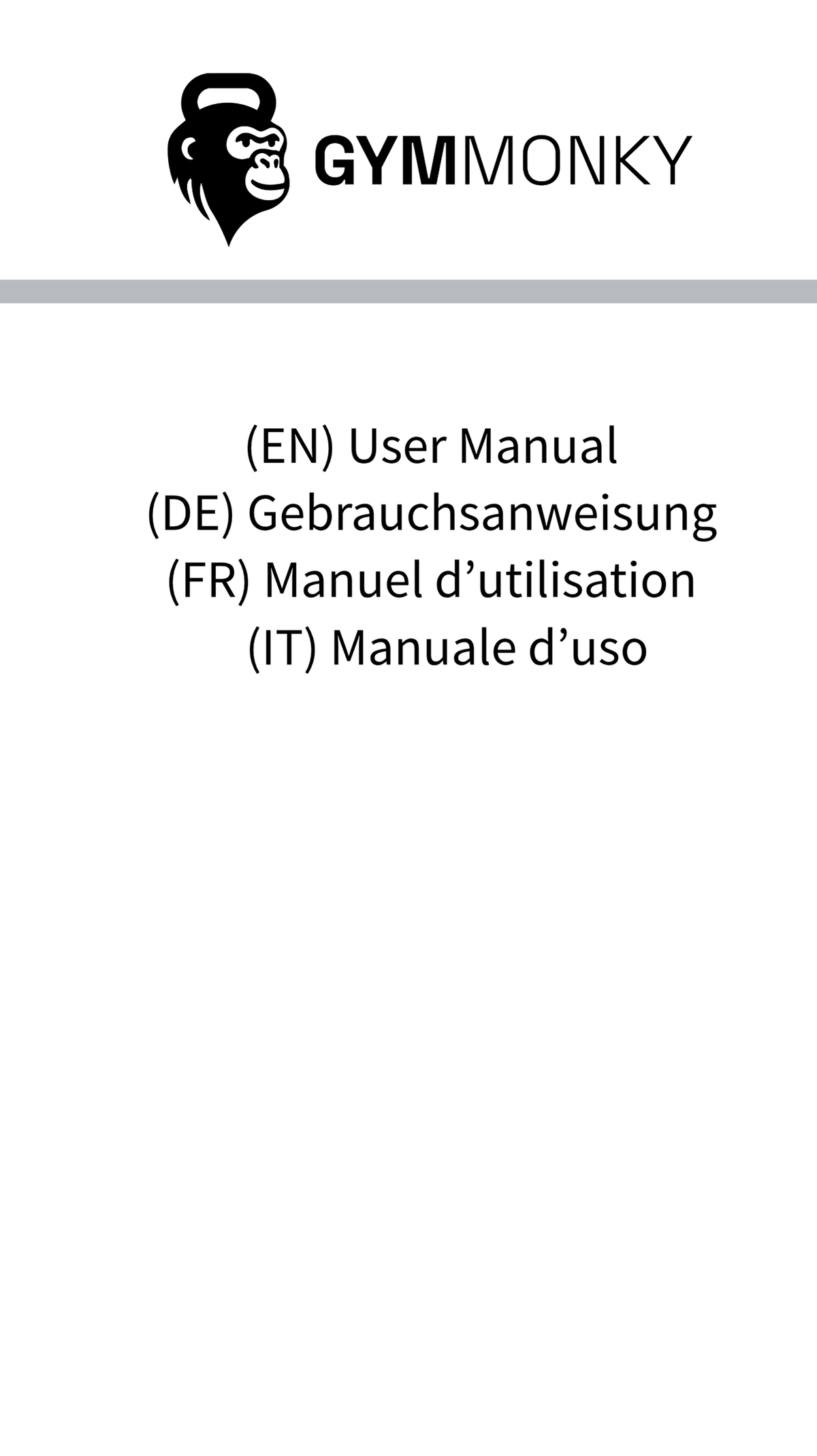 GYMMONKY Magnetic Towel Clip – Sprachübersicht: Englisch, Deutsch, Französisch und Italienisch.